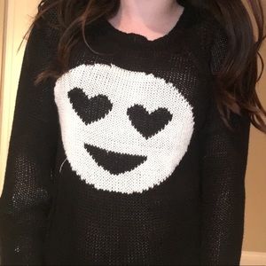 So Nikki Black Sweater with white heart eyes emoji